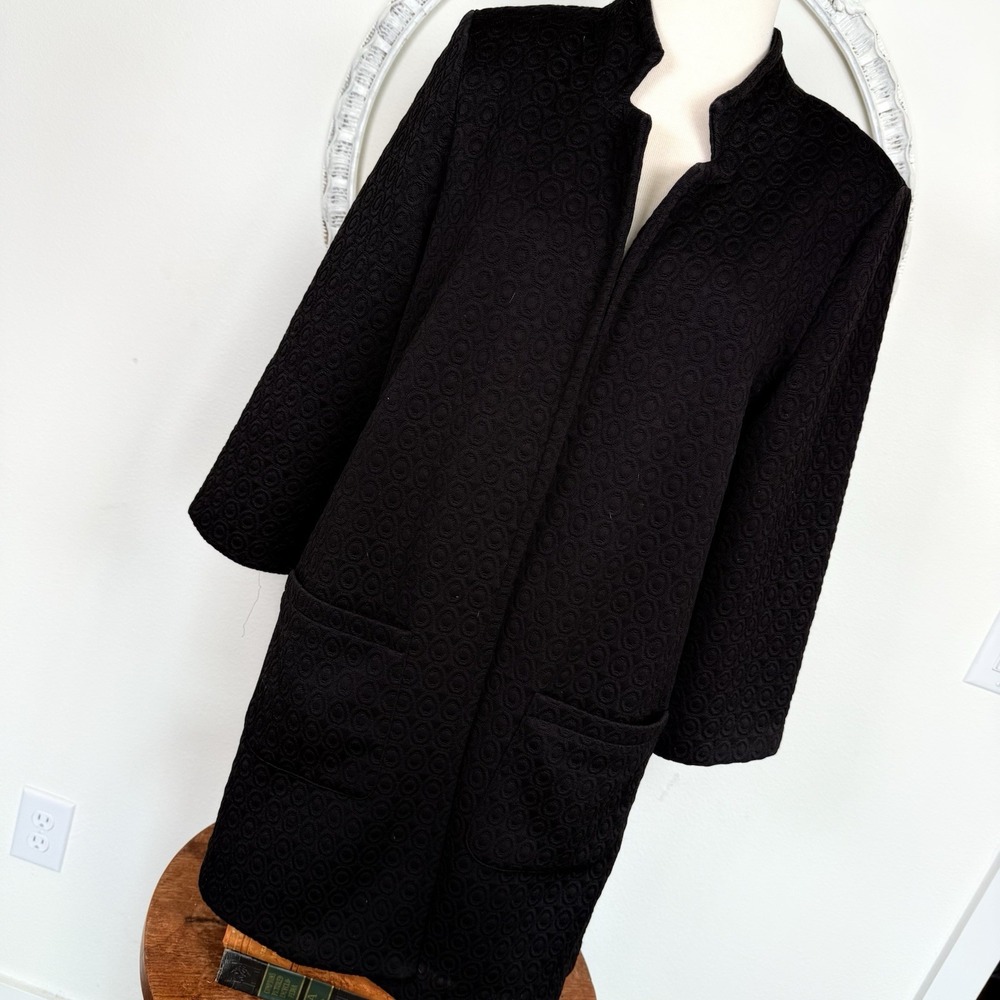 Carole Wren Long Line Textured Stretch Open Front Blazer Jacket Womens Capsule M